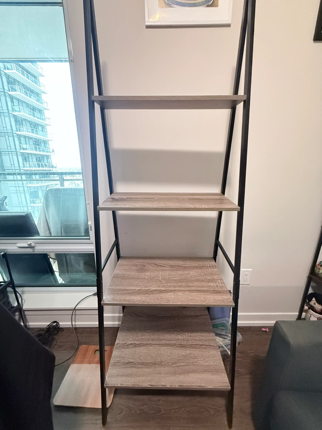 Ladder Bookshelf - Rustic Wood & Black Metal