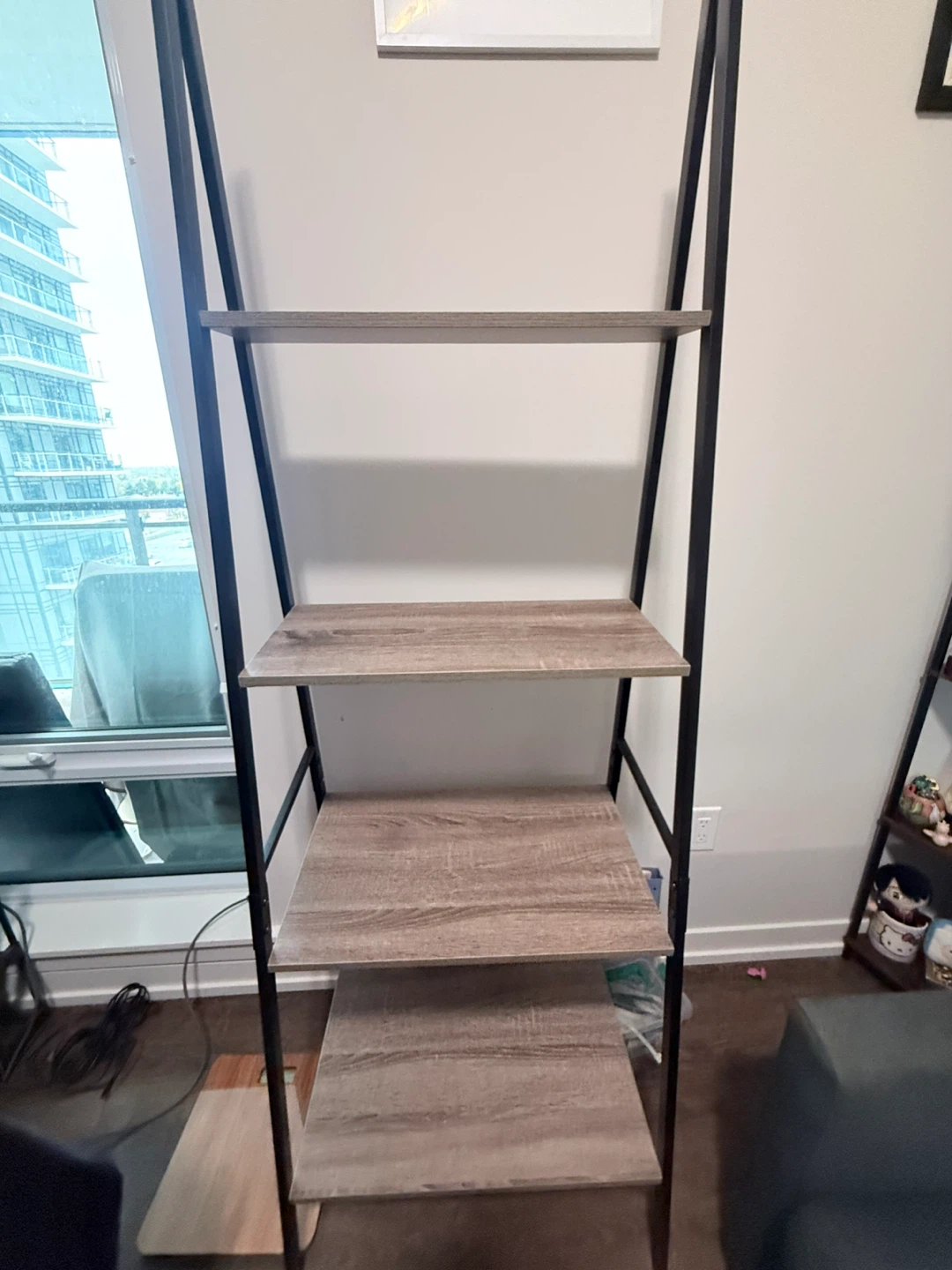 Ladder Bookshelf - Rustic Wood & Black Metal - photo 3