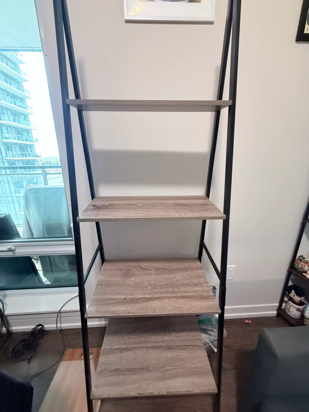 Ladder Bookshelf - Rustic Wood & Black Metal - photo 4