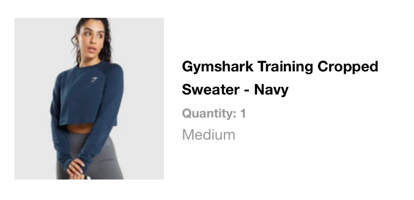 Gymshark Training Cropped Sweater - Navy (Medium) - photo 2