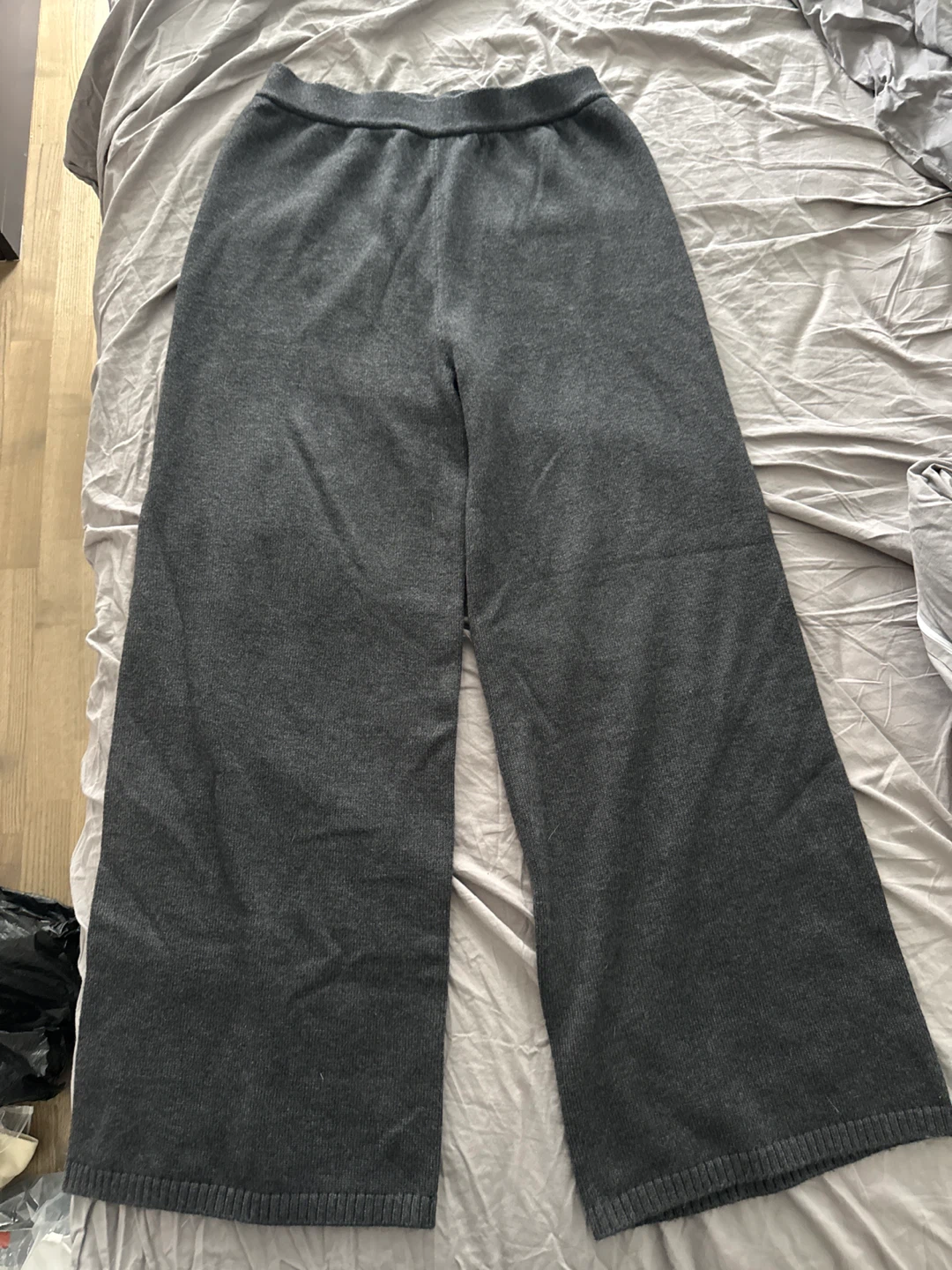 Unisex New 100% wool Grey Knit Wide Leg Pants