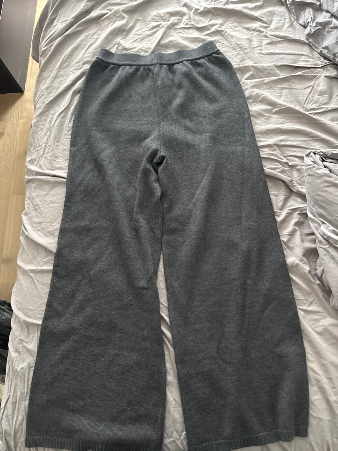 Unisex New 100% wool Grey Knit Wide Leg Pants - photo 4