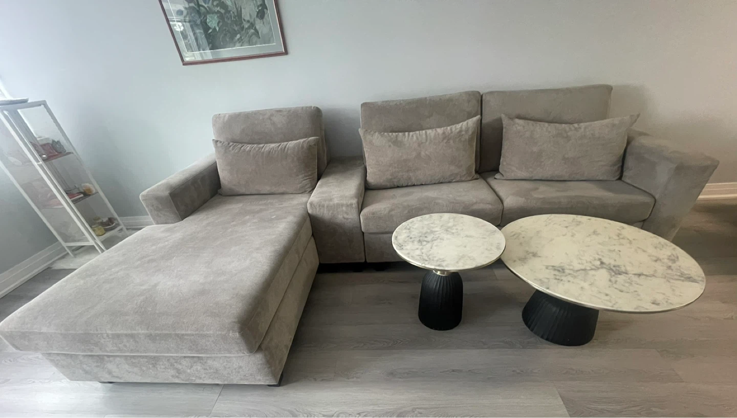 Grey Sectional Sofa with Chaise
