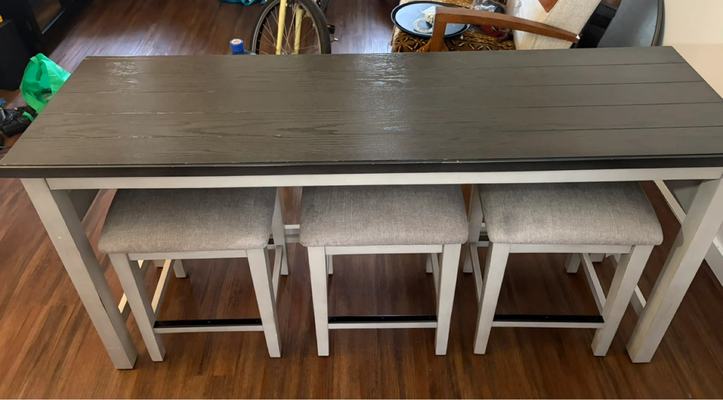 Counter Height Dining Table with 3 Stools and Built-in Outlet - photo 5