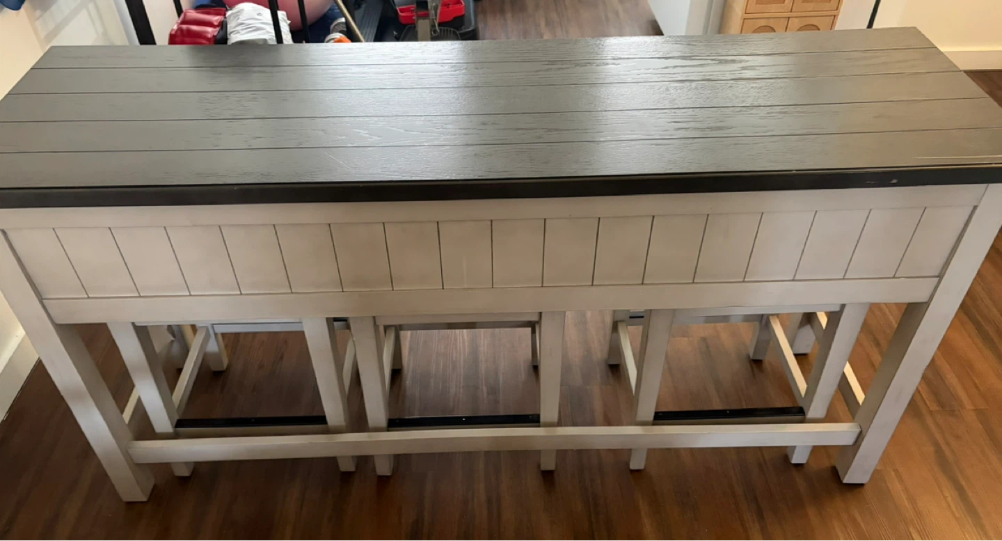 Counter Height Dining Table with 3 Stools and Built-in Outlet - photo 2