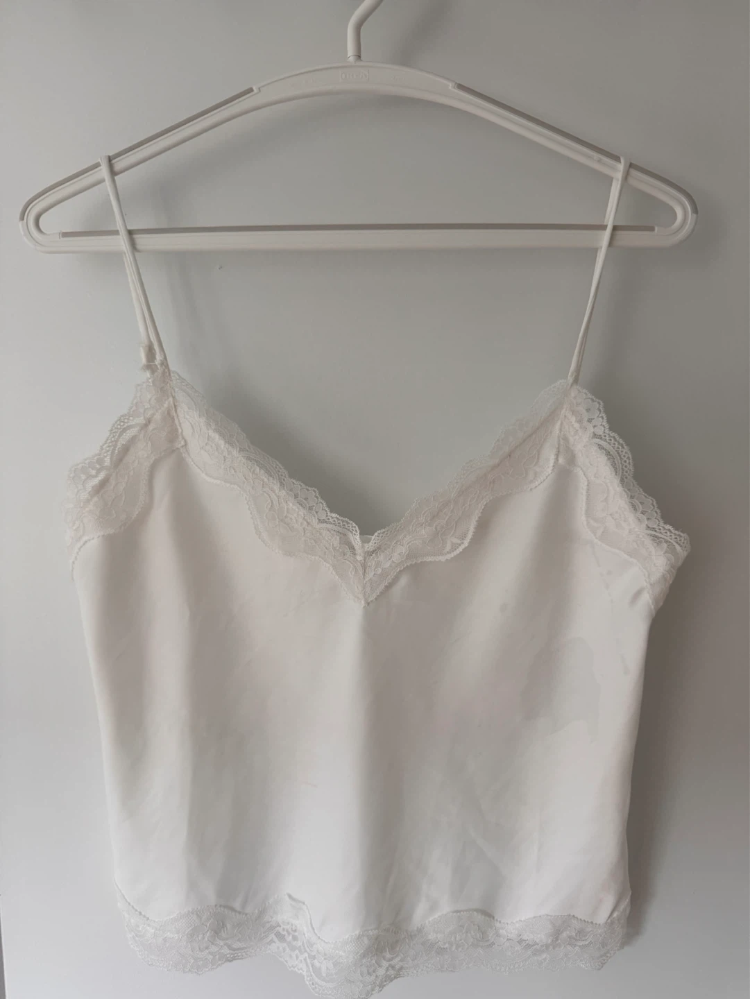 Subdued White Lace Trim Cami - Size S