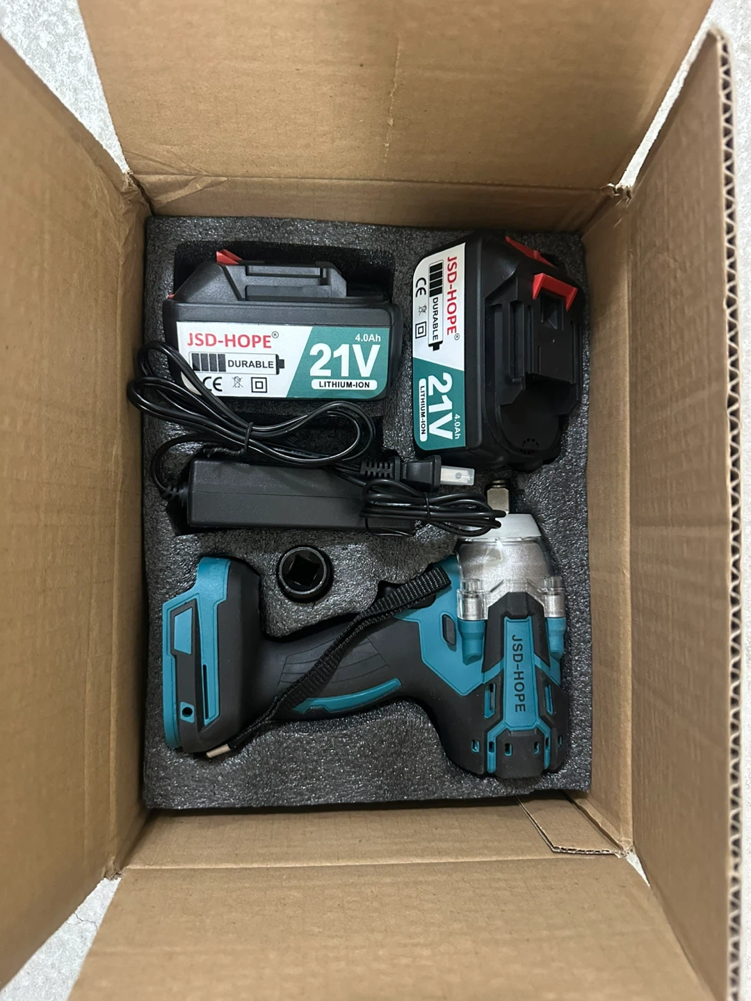 JSD-HOPE 21V Impact Wrench Kit with 2 Batteries