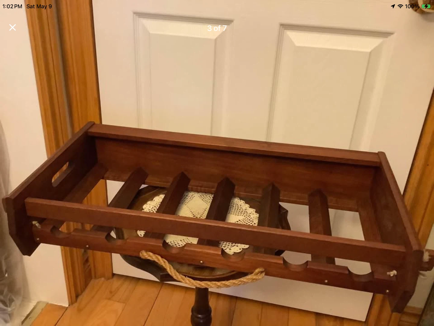 Unique Vtg Teak Wood Wine Storage/Carrier Rack 🐞 - photo 3