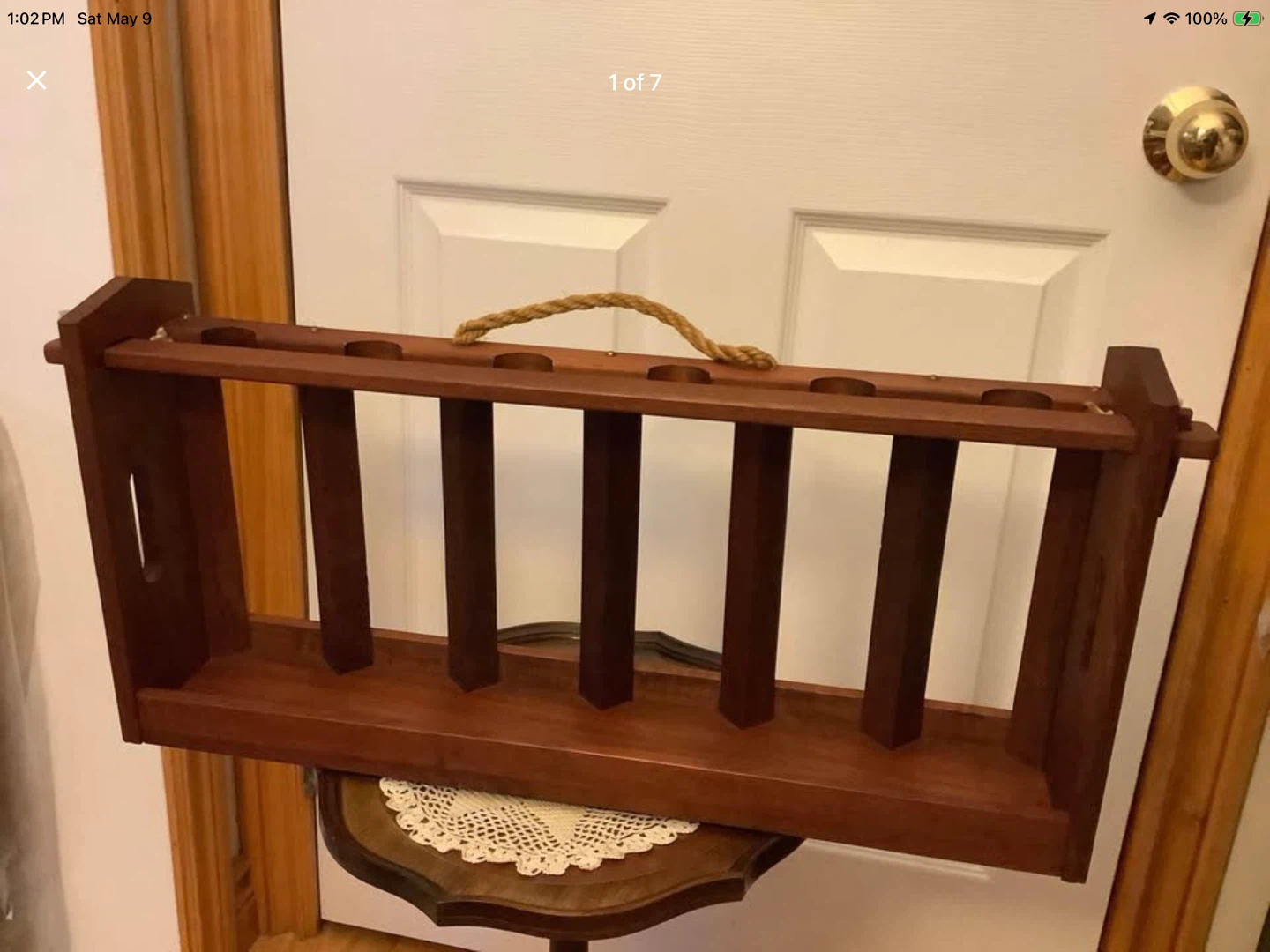 Unique Vtg Teak Wood Wine Storage/Carrier Rack 🐞