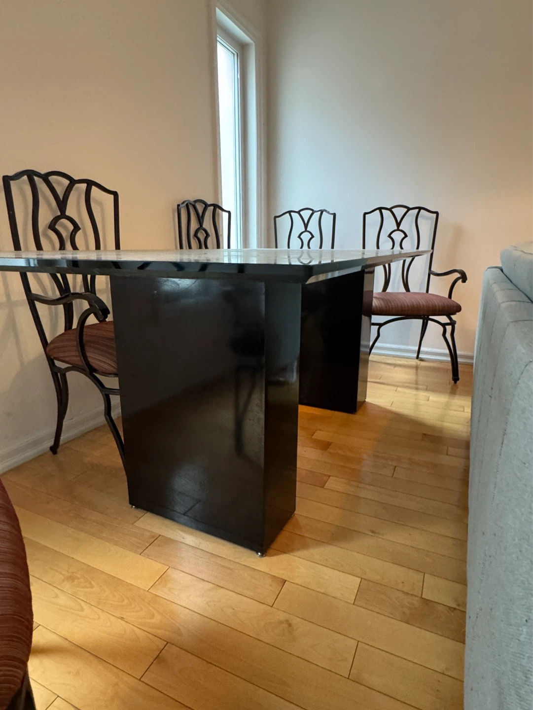 Glass Dining Table with Black Pedestal Base - photo 2