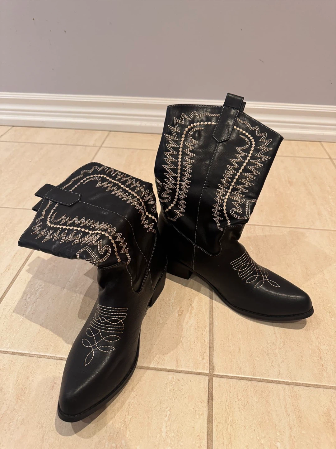 Black Embroidered Cowboy Boots - photo 4