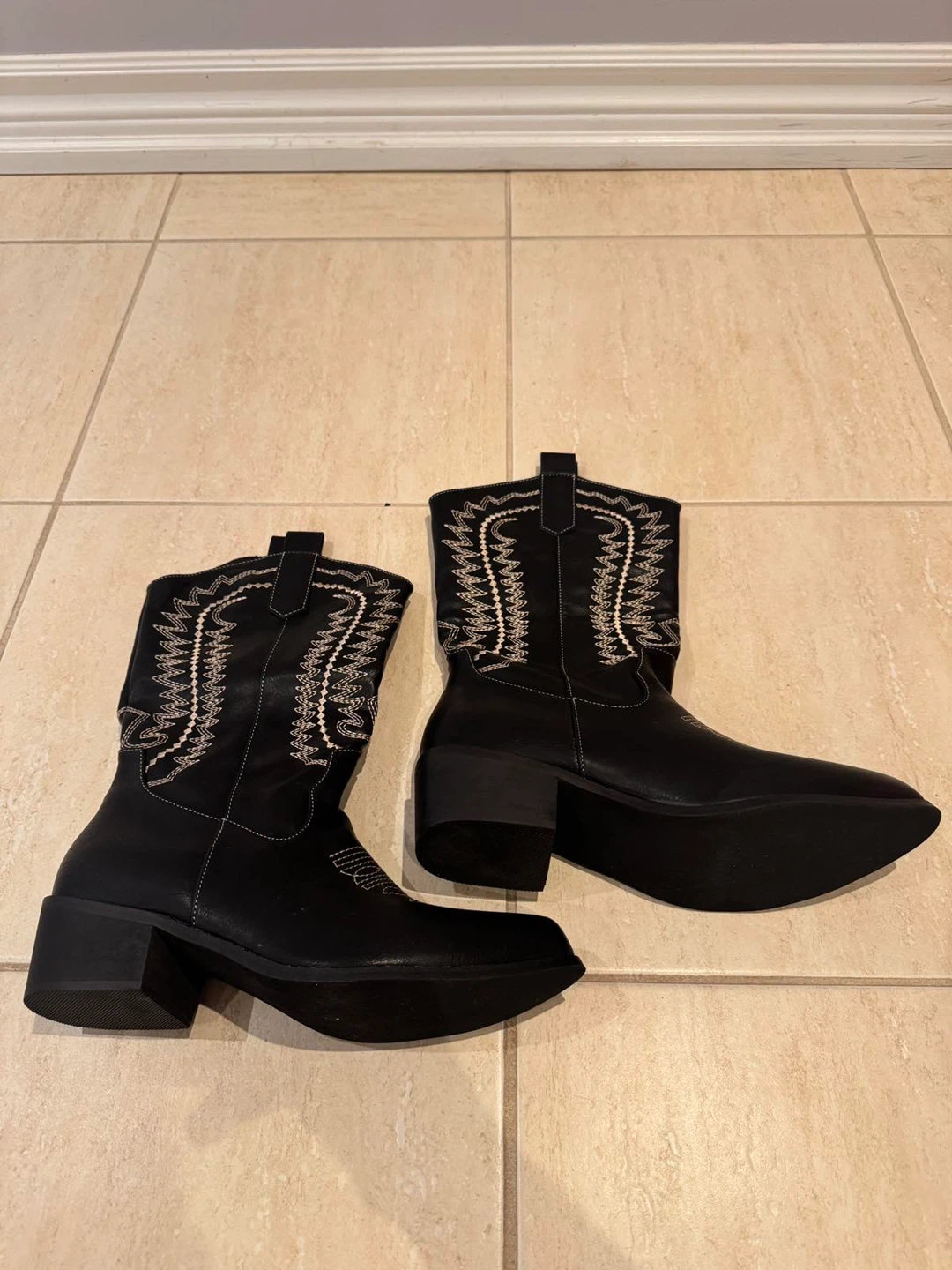 Black Embroidered Cowboy Boots - photo 5