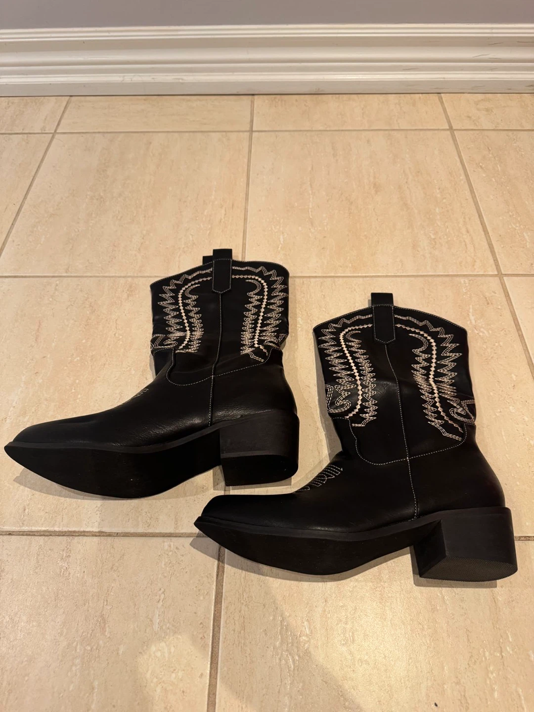 Black Embroidered Cowboy Boots - photo 3