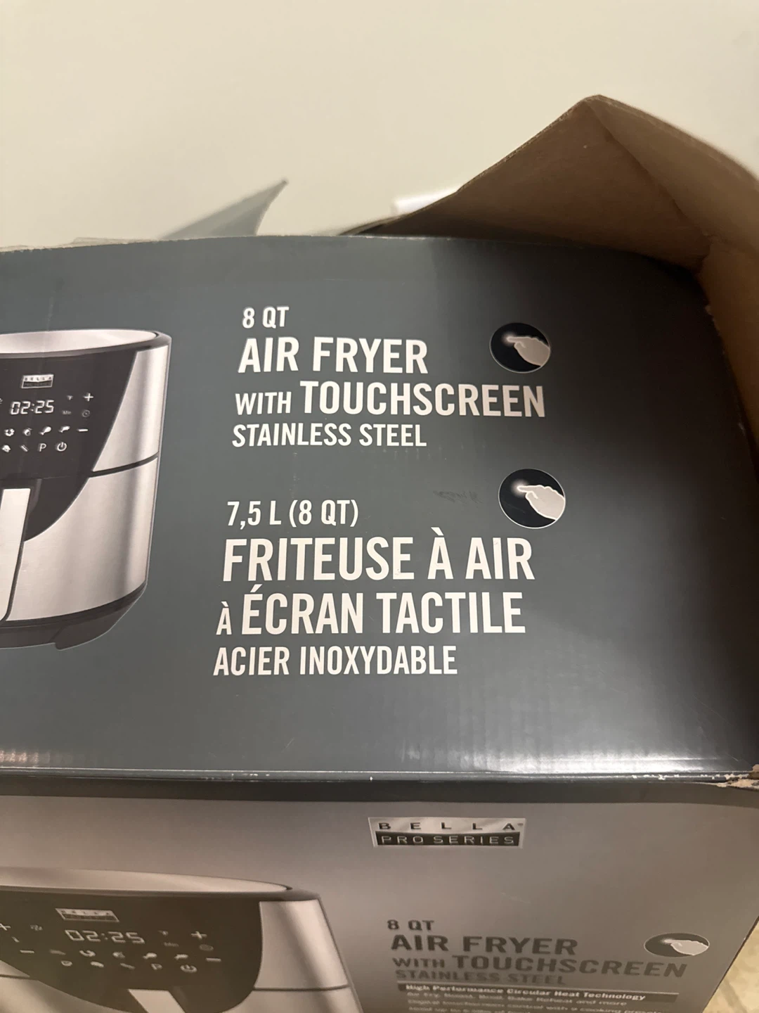 BELLA Pro Series 8 Qt Air Fryer with Touchscreen Stainless Steel - photo 3