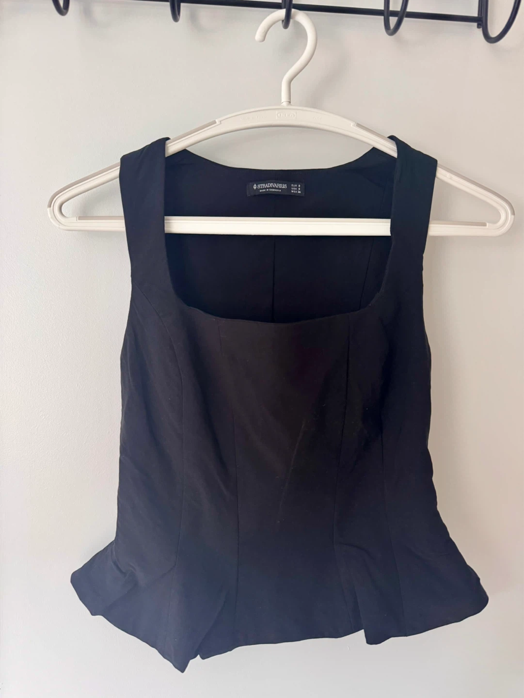 Stradivarius Black Sleeveless Peplum Top