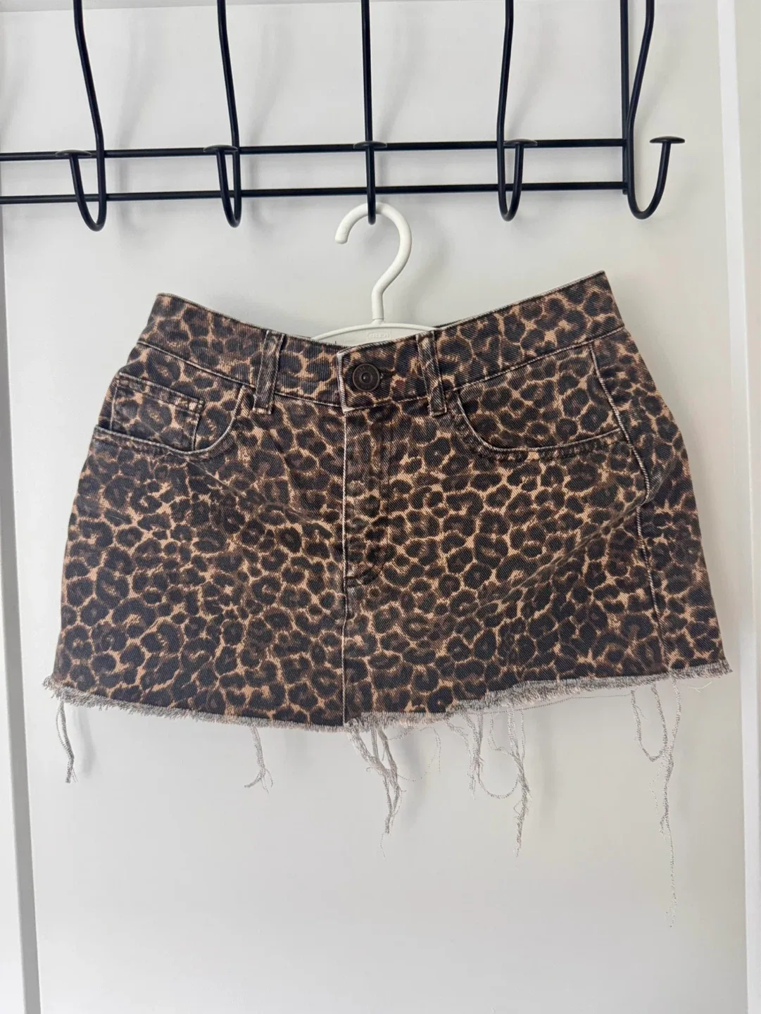 BDG Urban Outfitters Leopard Print Denim Mini Skirt Size S