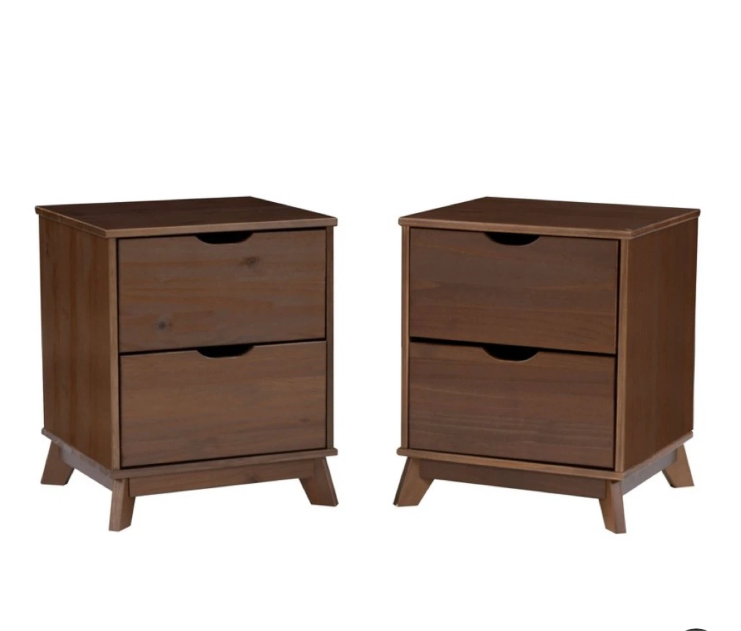 Powell Fordham Walnut Solid Wood Set of 2 Two Drawer Nightstands