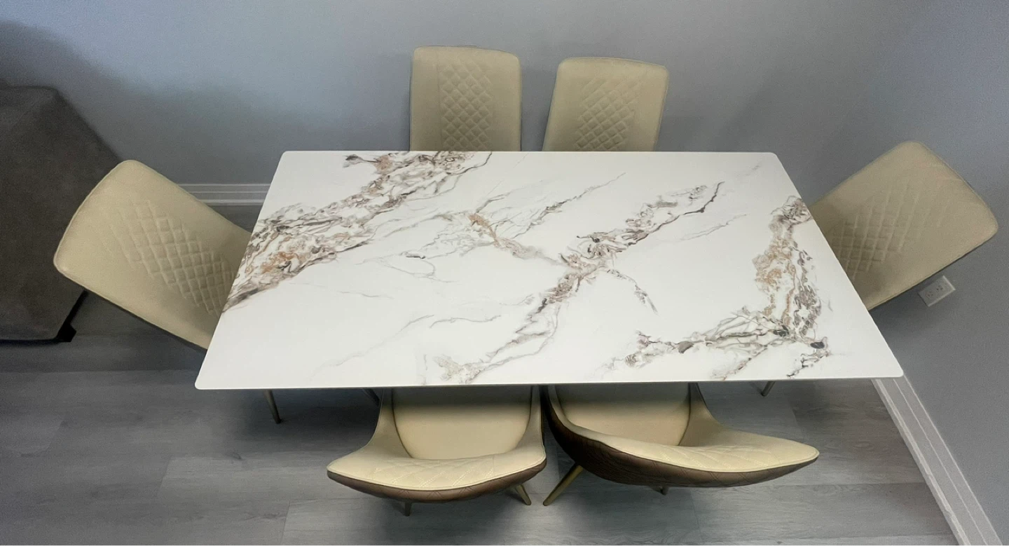 Marble Dining Table Set with 6 Chairs - photo 2