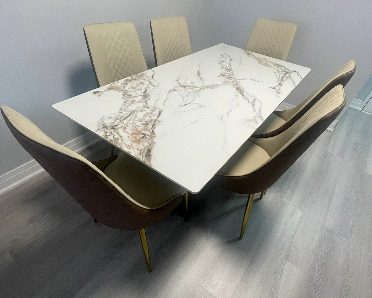 Marble Dining Table Set with 6 Chairs