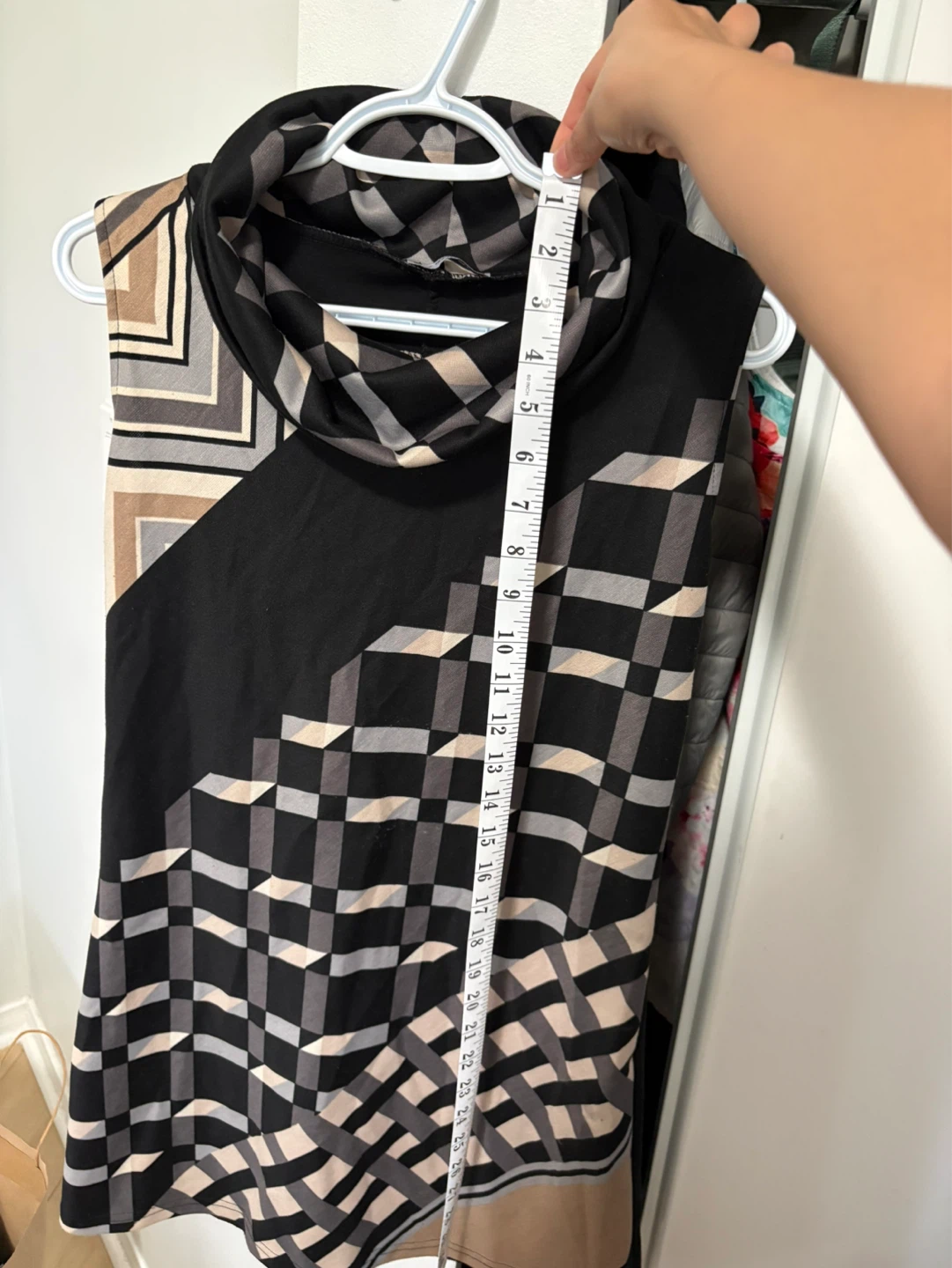 Sleeveless Cowl Neck Top - Geometric Print - photo 2