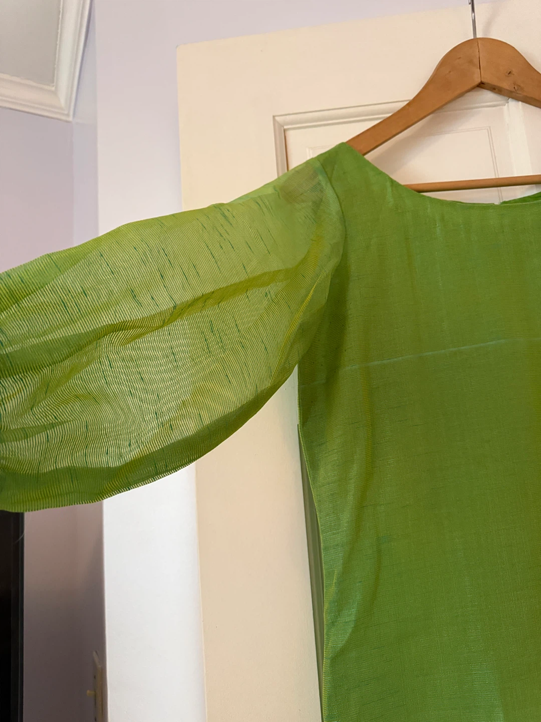 Lime Green Sheer Sleeve Kurta Top - Size Medium - photo 2