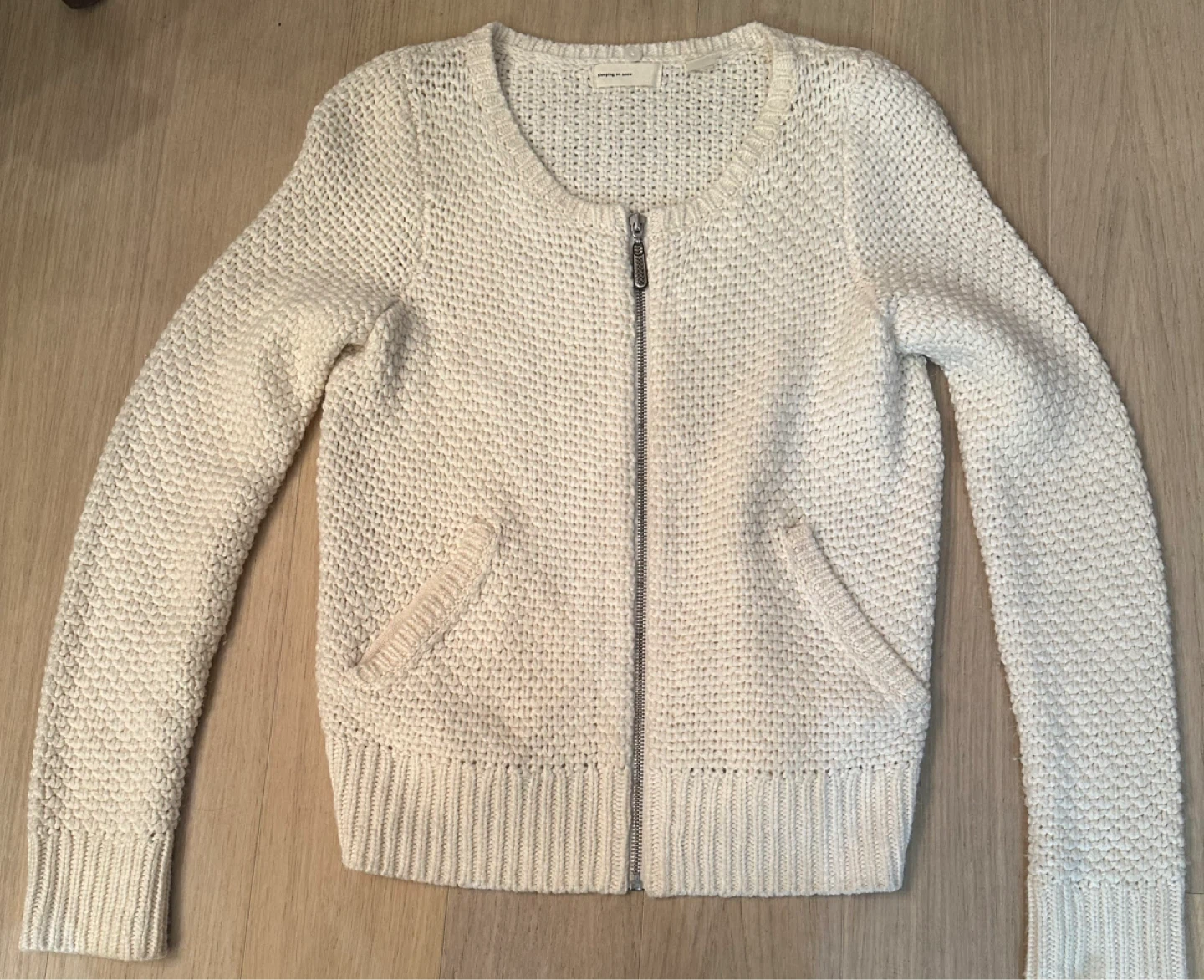 Sleeping on Snow Women's Knit Zip-Up Cardigan Cream