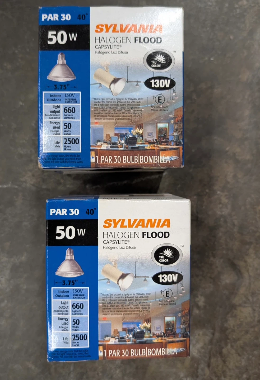 2 Sylvania Halogen Flood Light Bulbs PAR 30 50W (1 Pack)