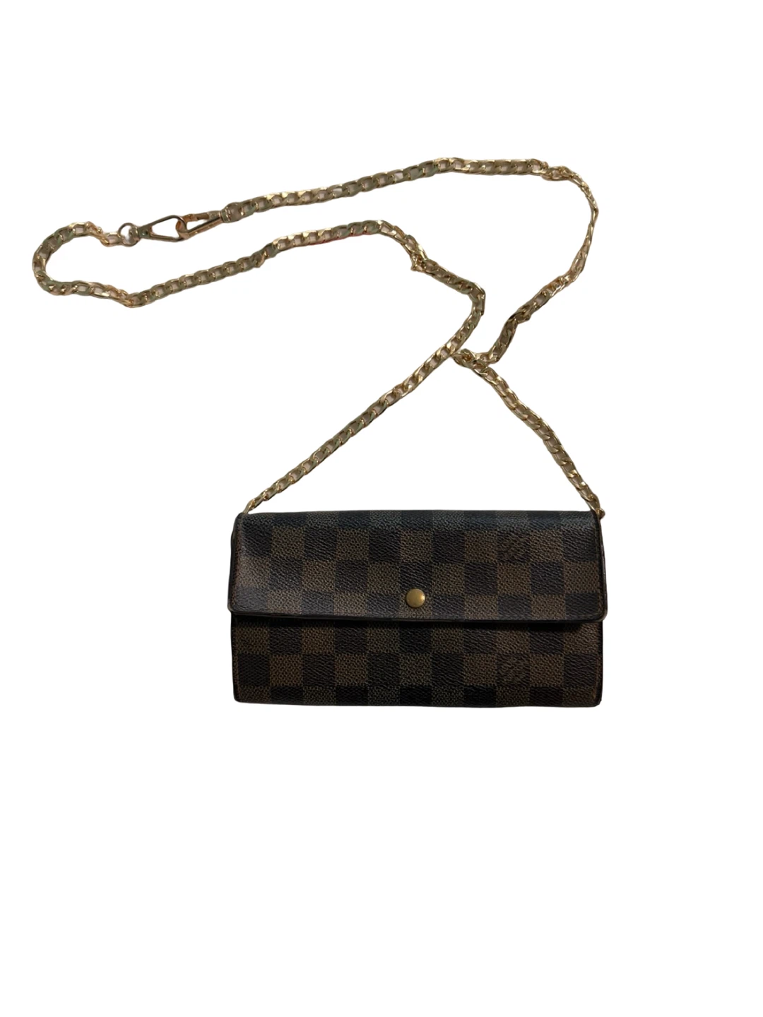 Louis Vuitton Damier Ebene Canvas Wallet with Chain