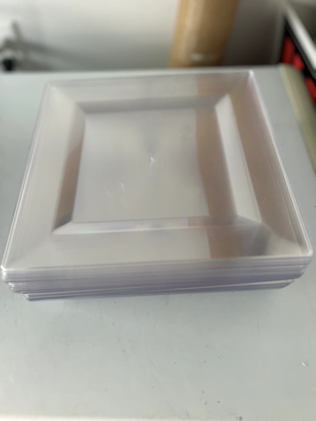 Pack of Square Clear Plastic Plates 38pcs