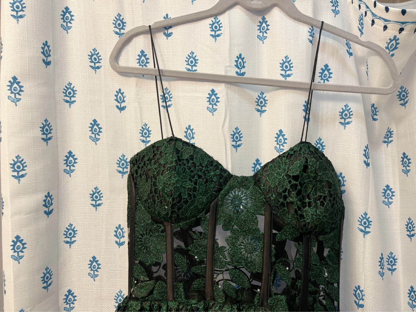 Green Lace Corset Dress with Sparkle Accents - photo 4
