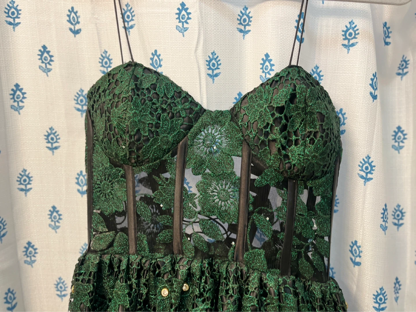 Green Lace Corset Dress with Sparkle Accents - photo 3