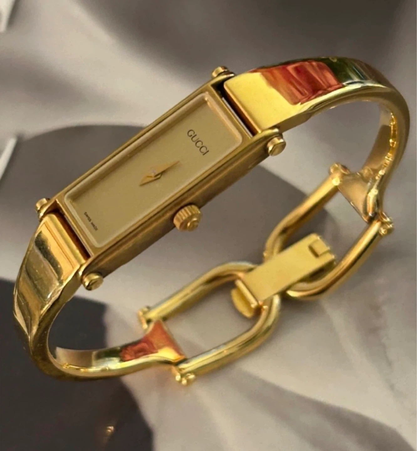 Vintage Gucci Watch, Gold-Plated, 1990s Swiss Quartz