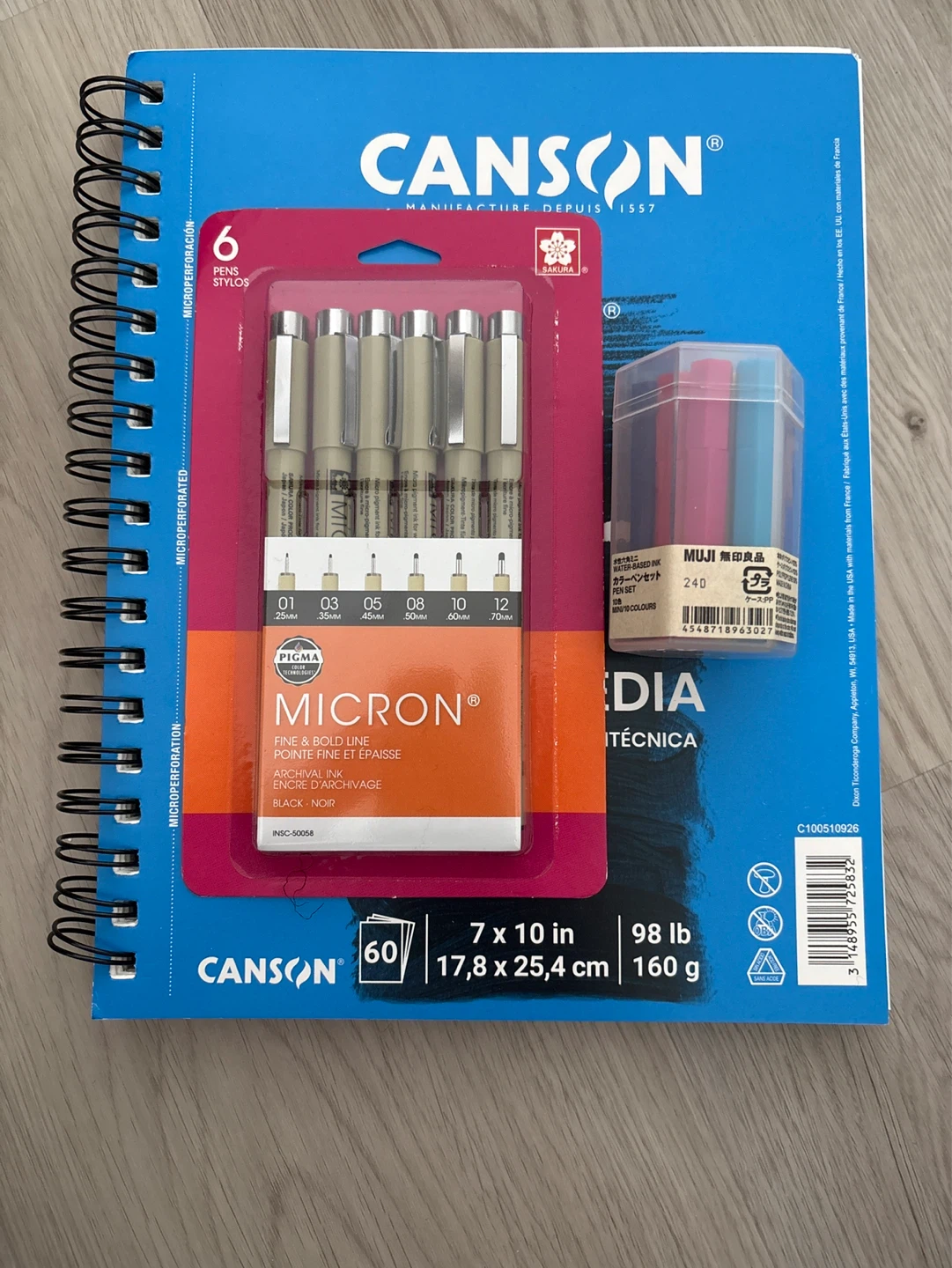 Art Bundle - Micron Pens, MUJI Markers, Canson Mixed Media Paper
