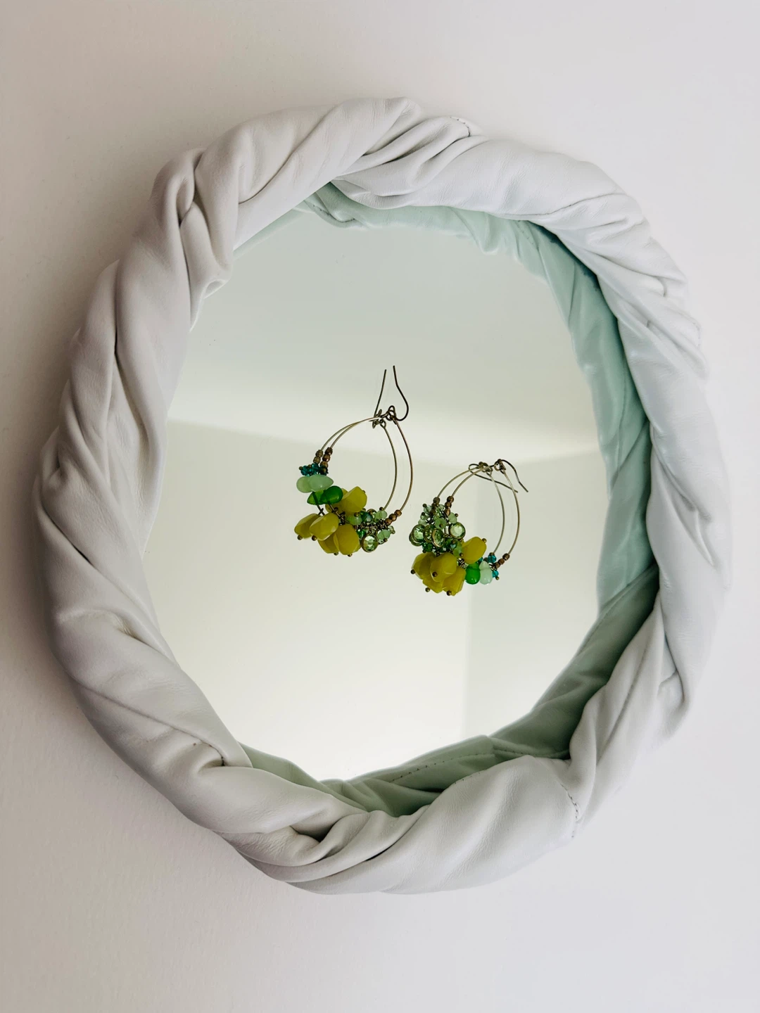 Beaded Hoop Earrings - Green and Yellow - photo 2
