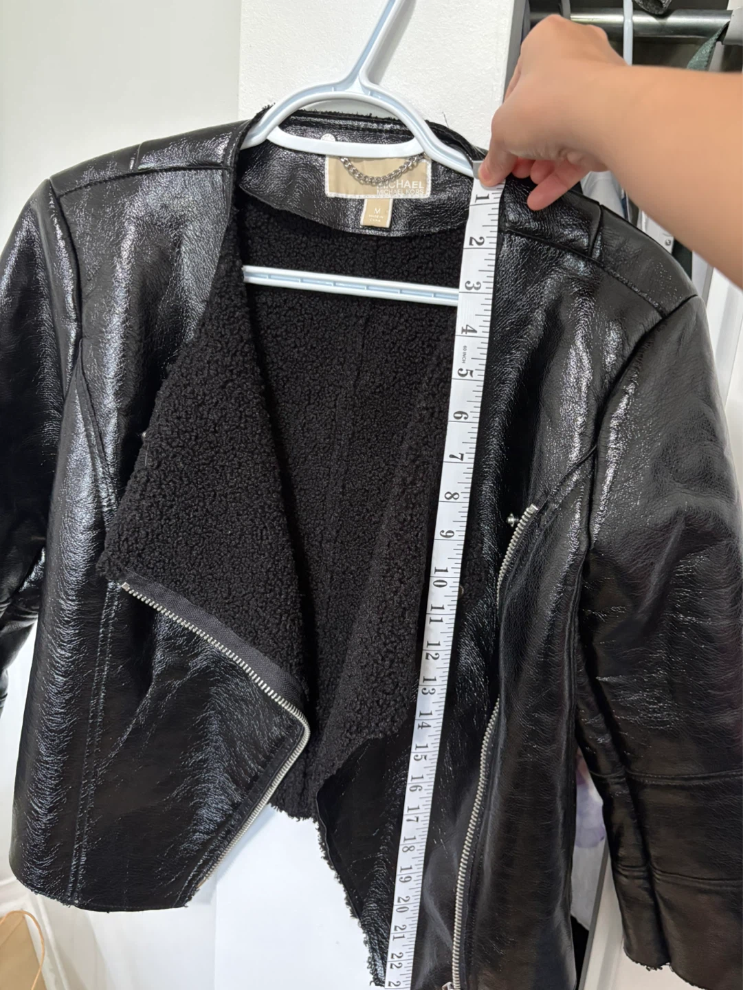 Michael Kors Black Faux Leather Sherpa Lined Moto Jacket - photo 2