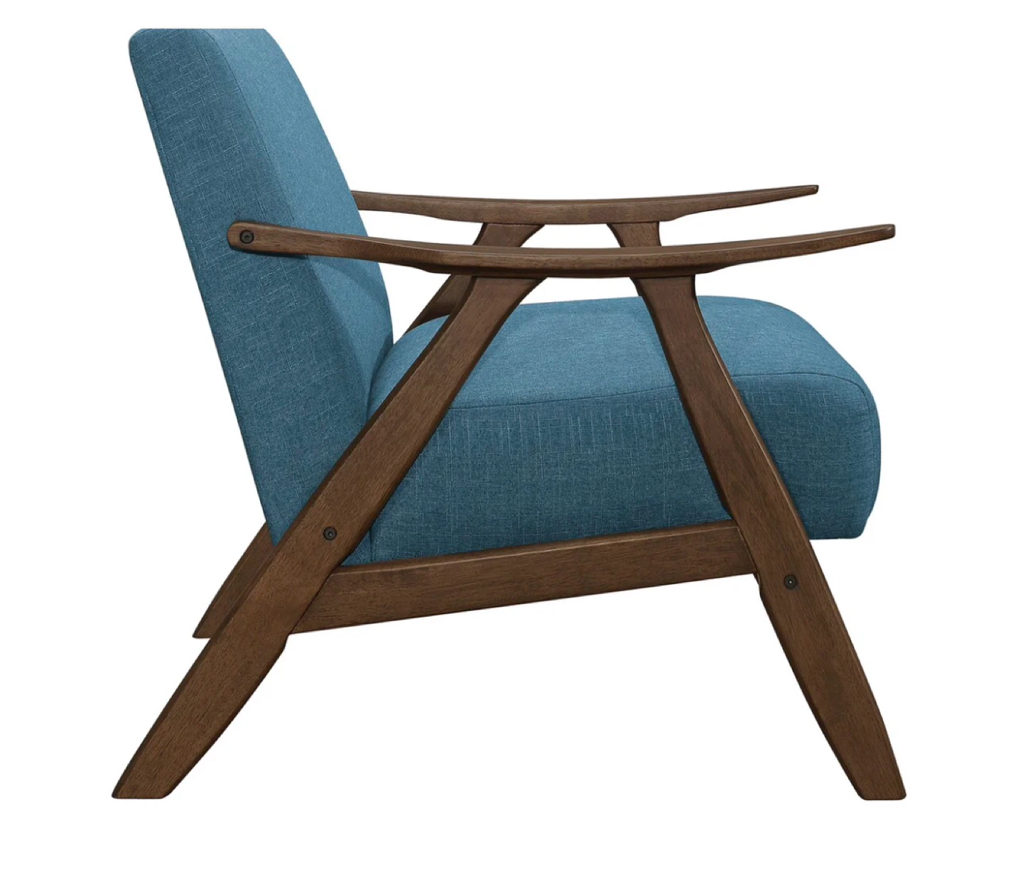 Walnut Wood Retro Blue Accent Chair - photo 5
