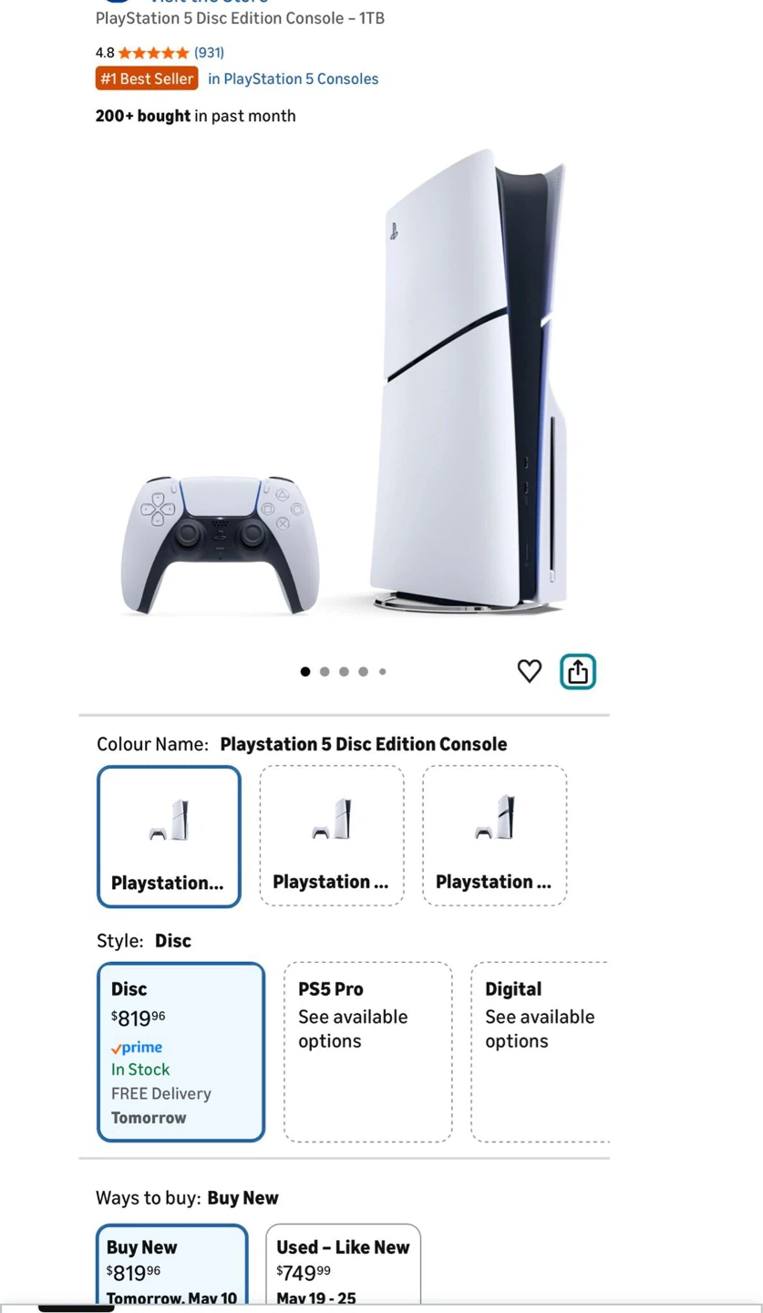 PlayStation 5 Disc Edition Console - 1TB
