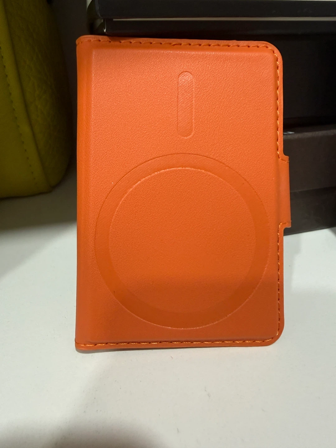 Orange Quilted Card Holder magnet IPhone - photo 3