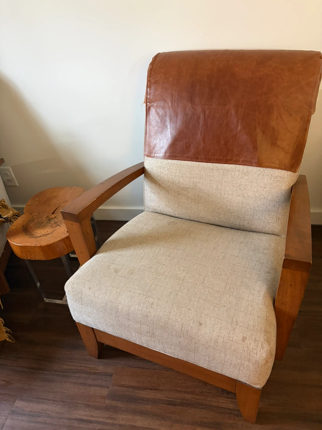 Armchair with Leather and Fabric - Set of 2 - photo 2