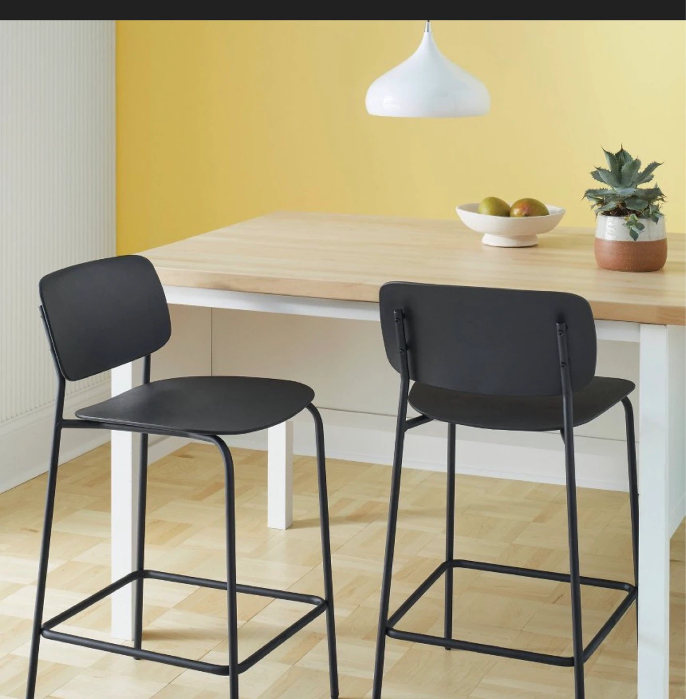 Set of 2 Black Metal Bar Stools