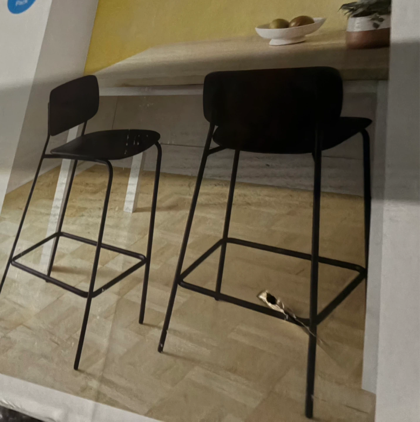 Set of 2 Black Metal Bar Stools - photo 2