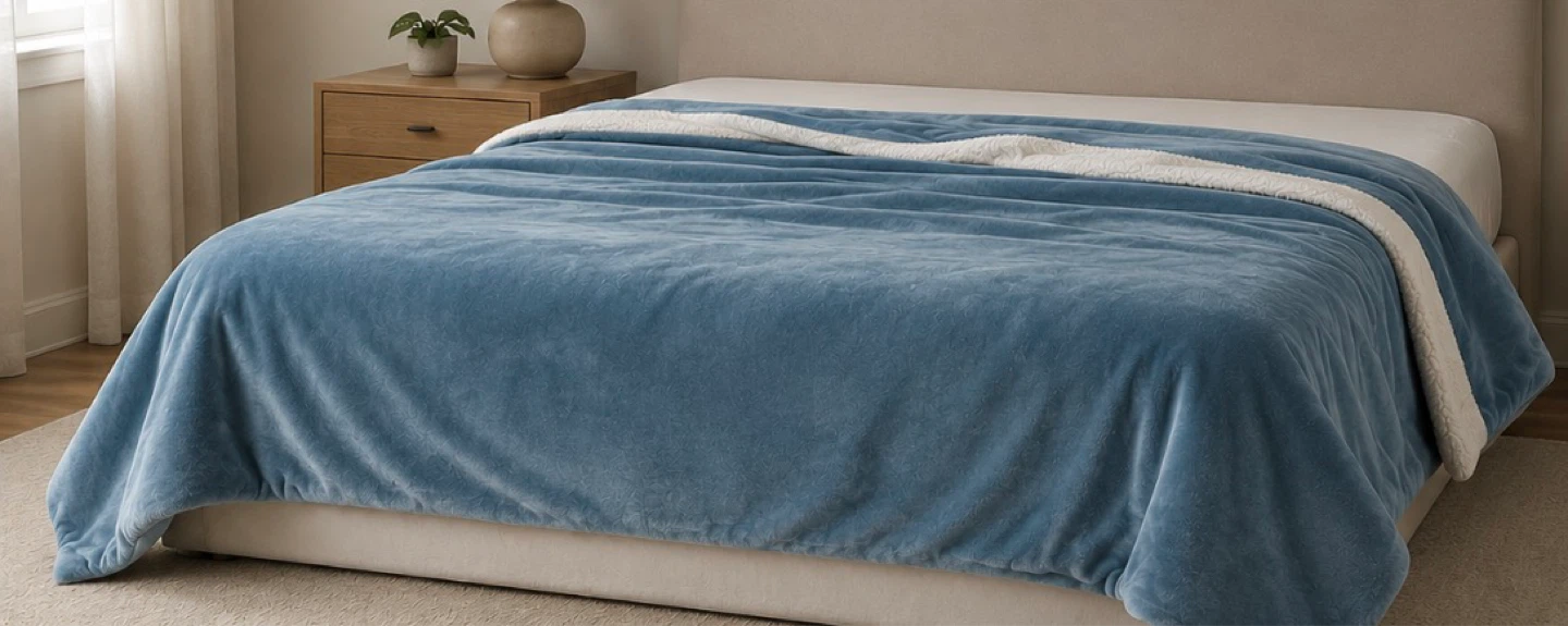 Sherpa Fleece Queen size Blanket Blue