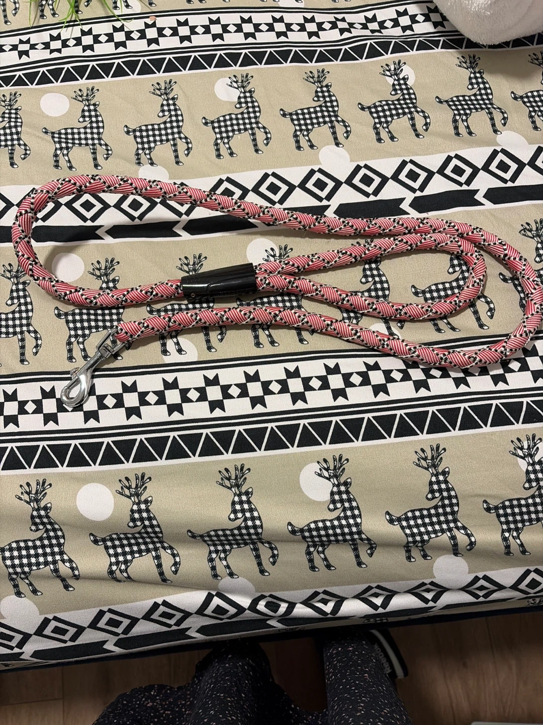 Pink and Black Rope Dog Leash with Clasp
