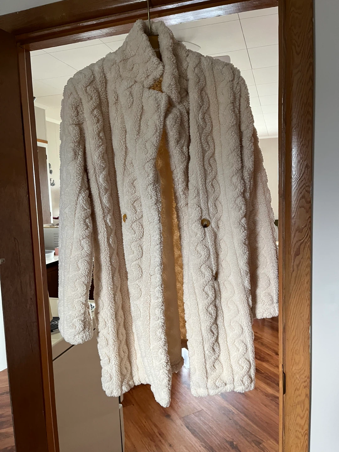 Cream Cable Knit Teddy Coat