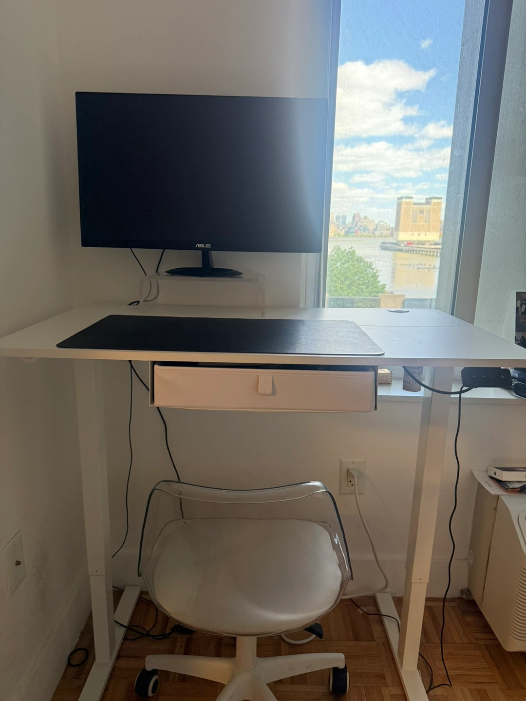 White Standing Desk with Drawer
