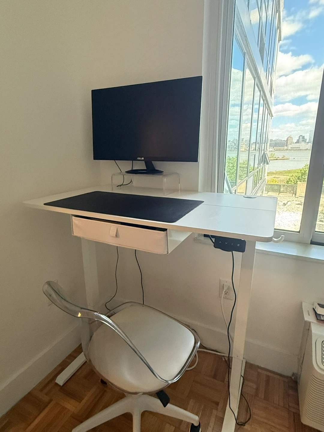 White Standing Desk with Drawer - photo 2