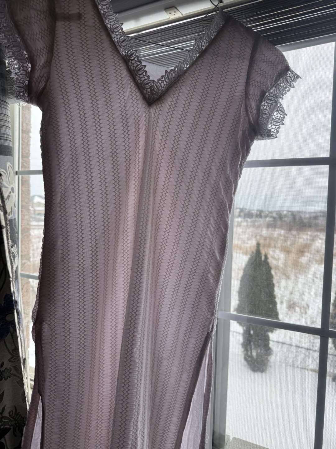 Pink Lace Trim Kurti