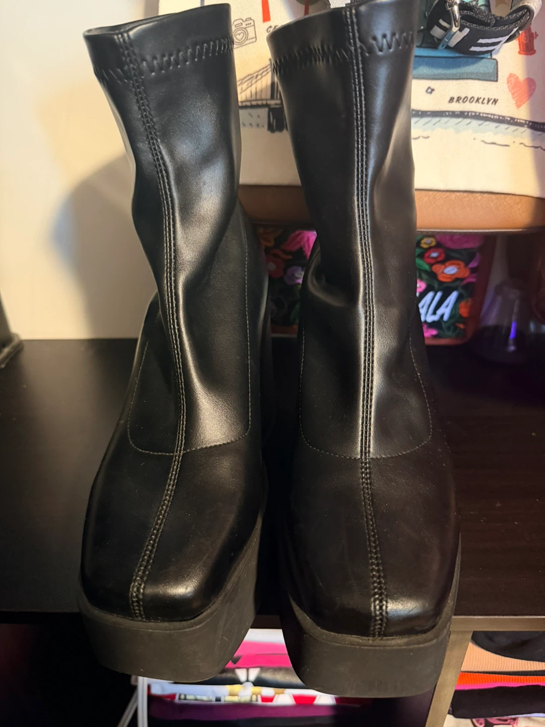 Black Platform Ankle Boots - photo 2