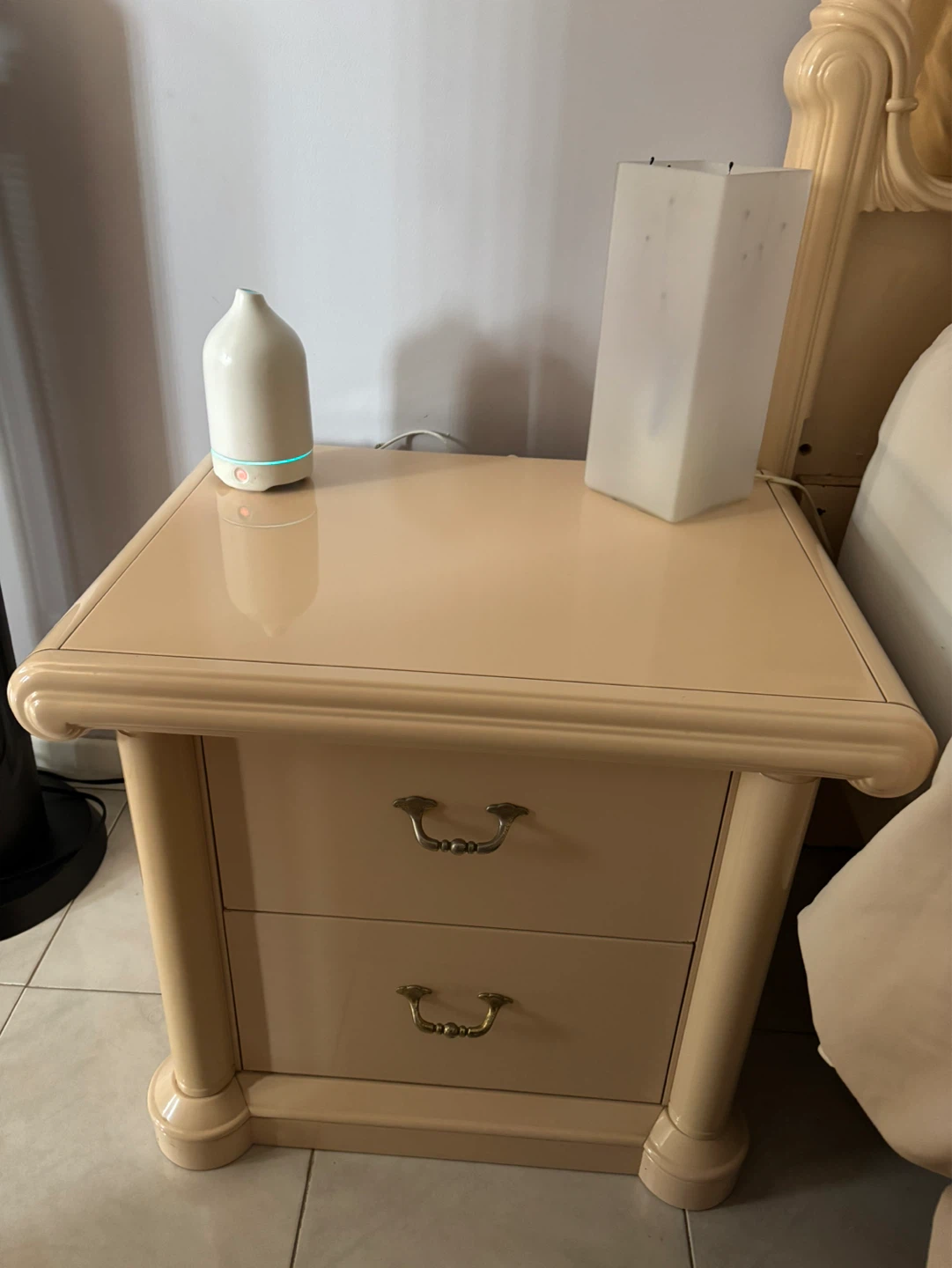 Cream Nightstand with Two Drawers - photo 2