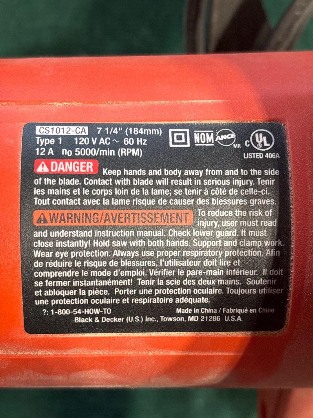 Black & Decker 7 1/4" Circular Saw CS1012 - photo 2